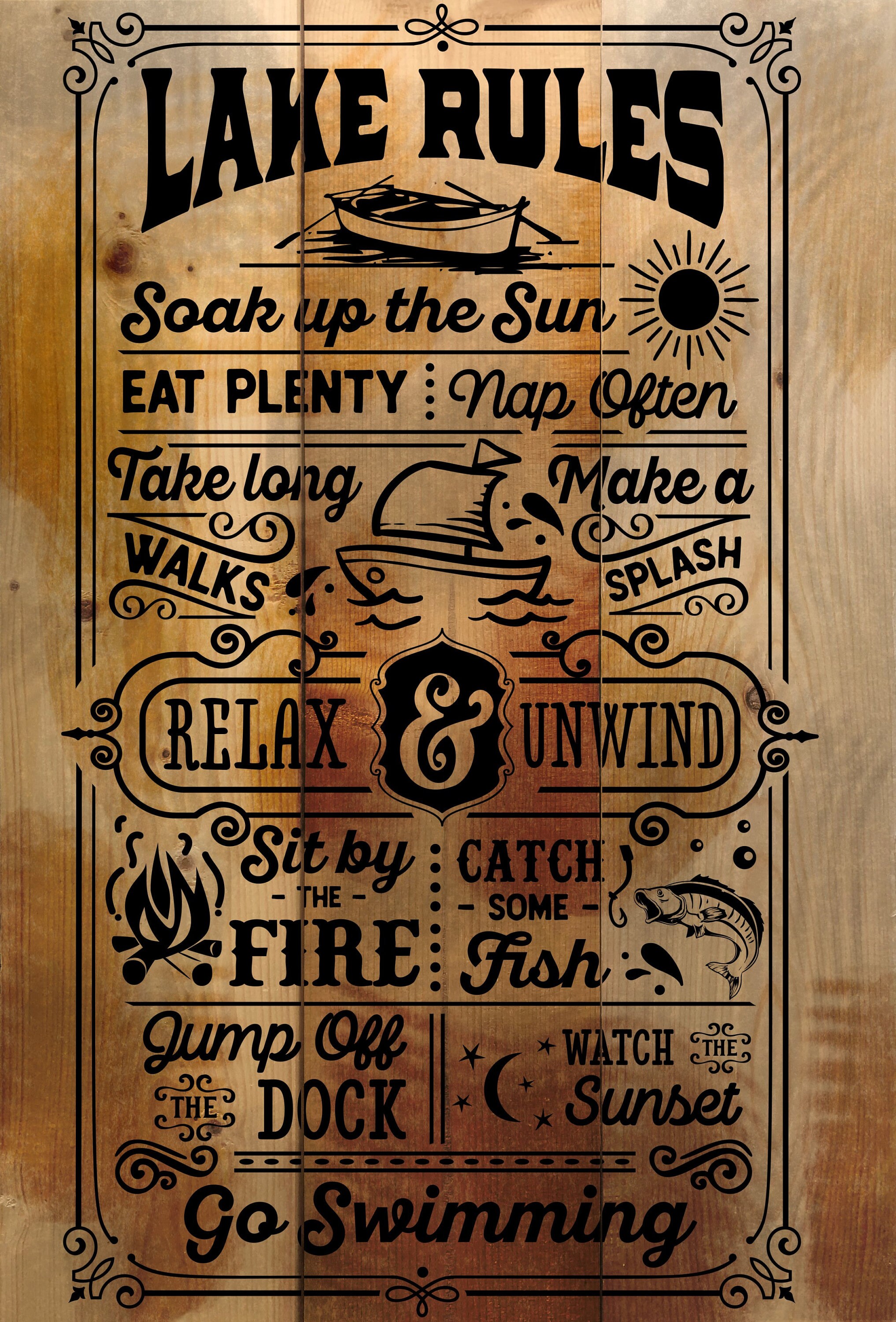 Lake Rules Rustic Sign Etsy