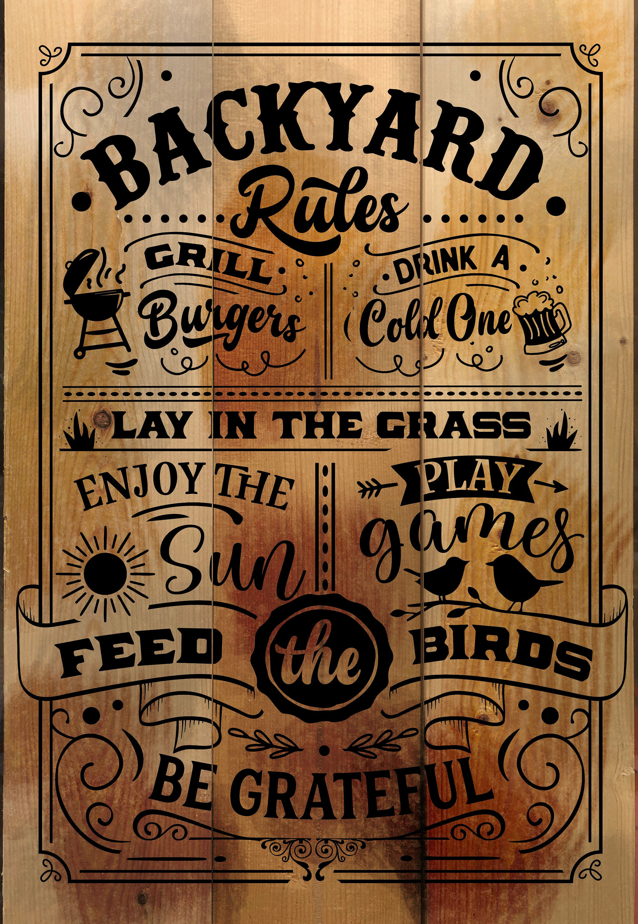 Backyard Rules Rustic Sign Etsy