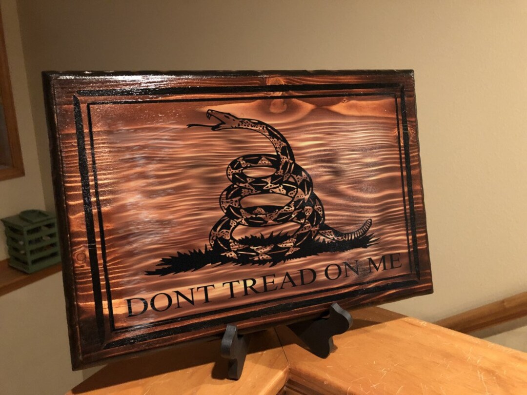 Rustic American Patriotism don't Tread on Me Gadsden Wood Décor