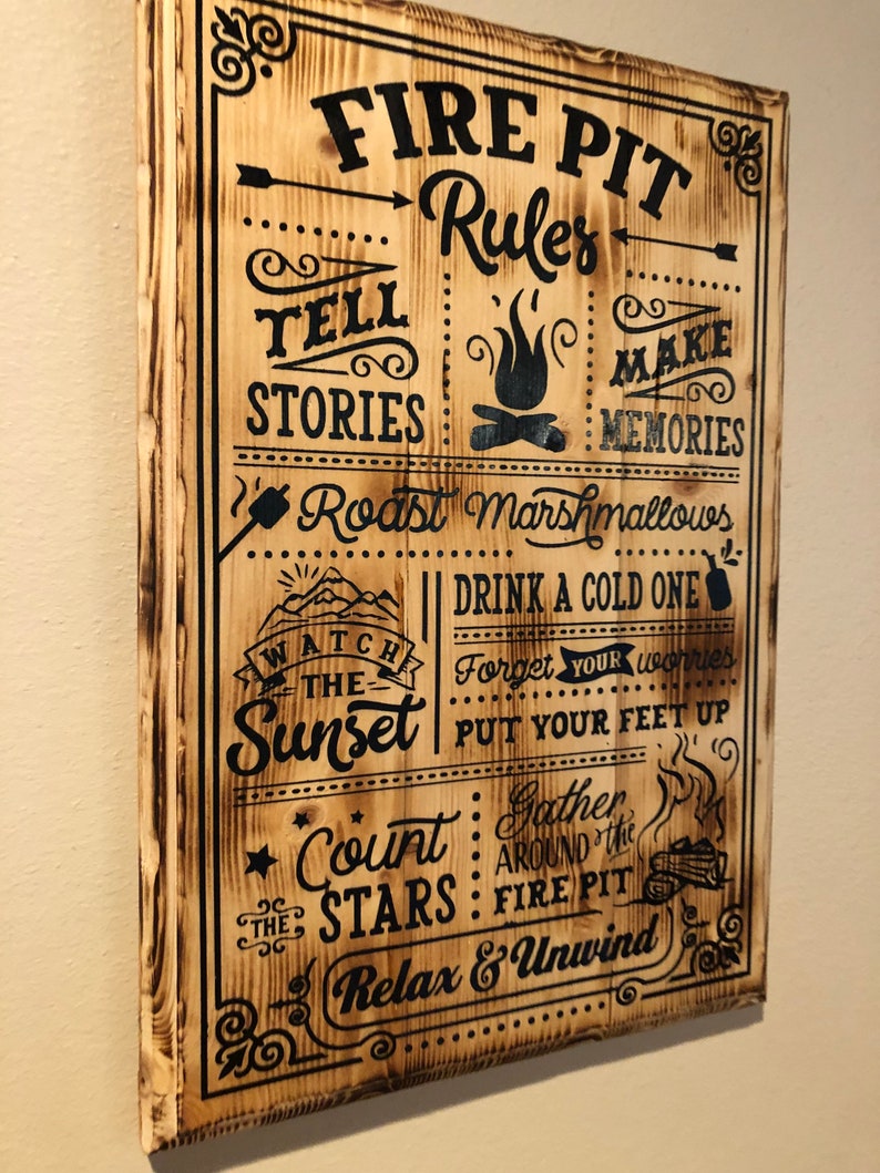 Fire Pit Rules Rustic Sign Etsy