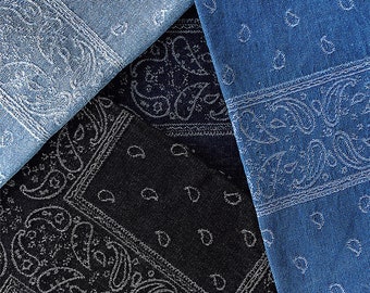 Tela jacquard de mezclilla de anacardo de moda, tela de diseño adecuada para ropa, bolsos, jeans, hecha a mano, vendida por metro, 4 colores