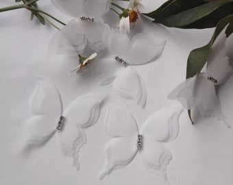 10 pcs Butterfly applique, sticky drill  Organza applique ，Three layers of butterflies, 3D organza butterflies for wedding dresses，headgear