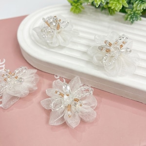 3D Beaded Flowers applique,organza flower bead  applique patch,homemade sewing appliqu dentelle,wedding lace applique
