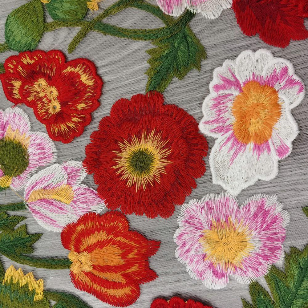 Tessuto Pizzo Fiori 3D - 130x91 Cm, Garza Ricamata, Per Abbigliamento E Decorazioni - Foto 11