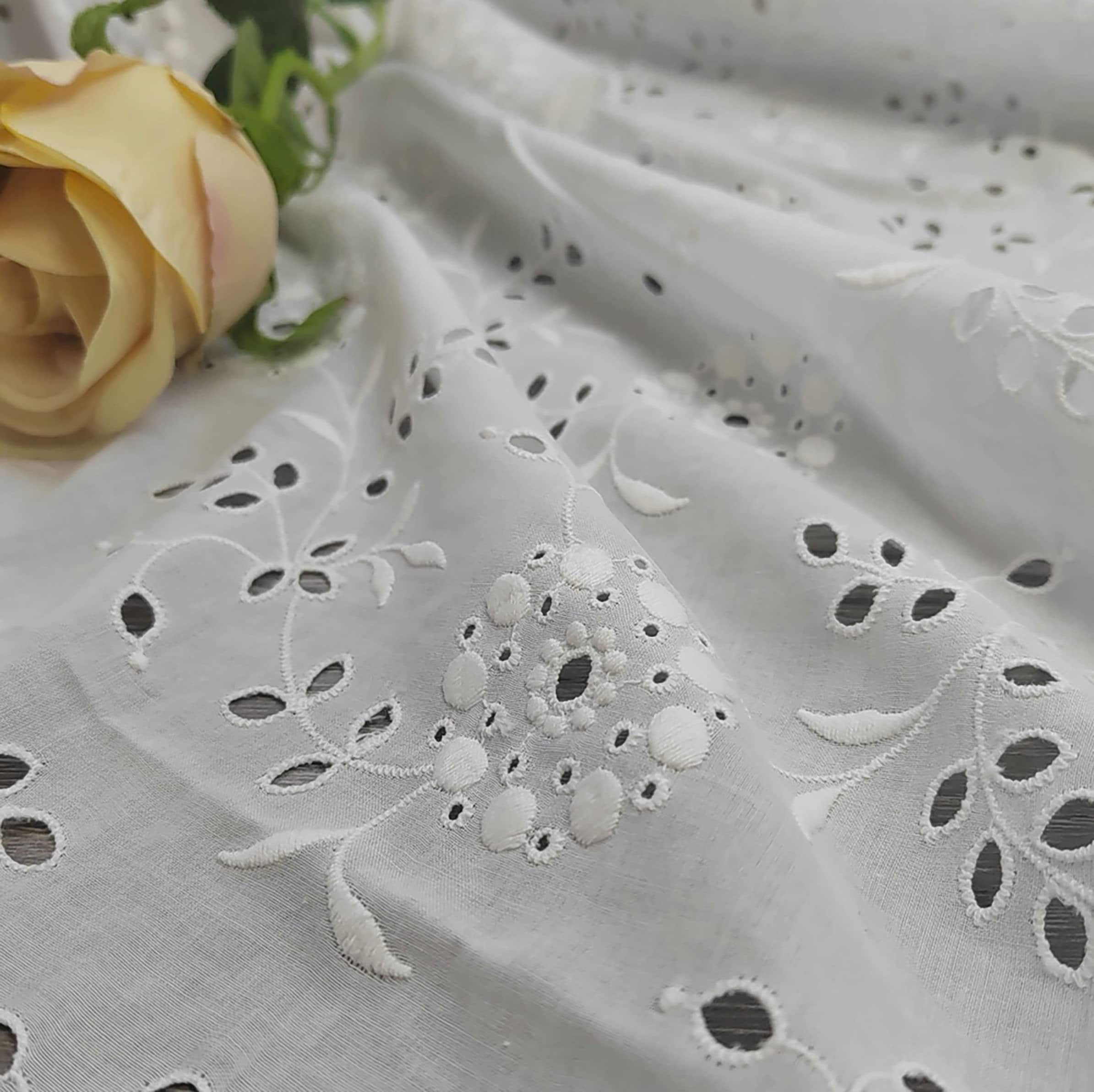 Eyelets In Textiles Eyelet Cotton Lace, Flower Fabric Embroidery , Cotton Embroidered ...