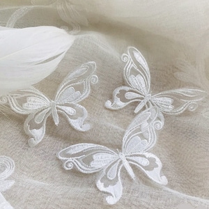 10 pcs organza embroidered butterfly,  Butterfly embroidered patch,  lace appliqué ，3D organza butterflies for wedding dresses，headgear