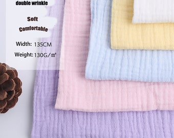 Mult- colors，Cotton double-layer gauze, double-layer crepe, baby quilt fabric, baby saliva towel, pajamas, pajama pants fabric， by the meter