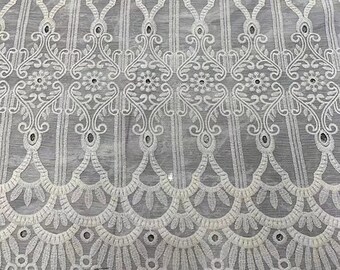 Floral Embroidered Tencel Fabric, Dress Fabric By The Yard