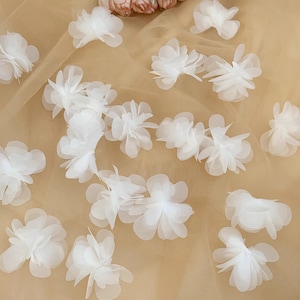 10 pezzi di applicazioni floreali, applicazioni di organza, fiori di pizzo, veli, scarpe da sposa, abbigliamento per bambini, abiti da sposa