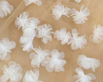 10 pieces of flower appliqués, organza appliques, lace flowers, veils, wedding shoes, children&#39;s clothing, wedding dresses