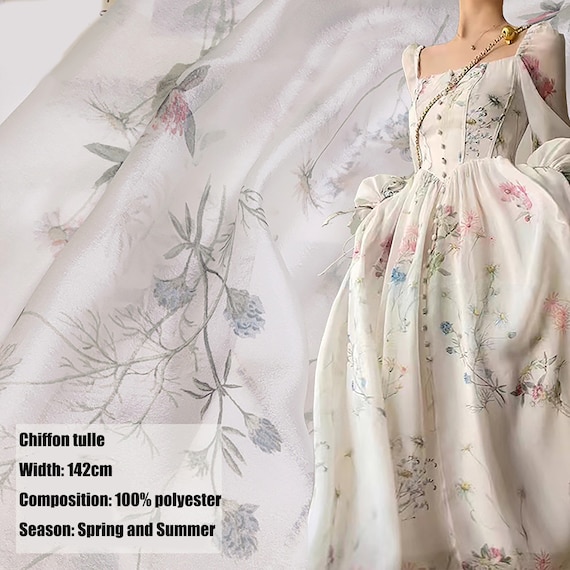 chiffon floral print fabric for dresses Chiffon Floral Print Fabric By Yard