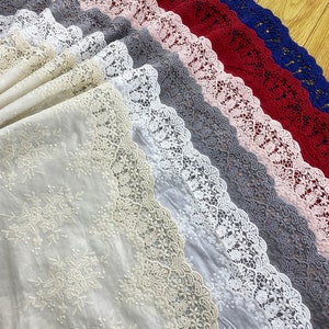 36cm Delicate Cotton Lace With Flower Embroidery, Embroidery Lace Fabric, Sewing Craft Supplies，Eyelets scallop border trim，Sold by the Yard