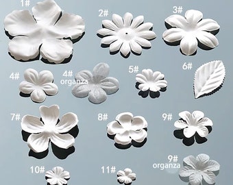 20 pcs，Sew on 3D flowers,  bridal satin/ Organza flower appliqués，sew on 3D petals,  3D  flowers for wedding dress，children&#39;s clothing