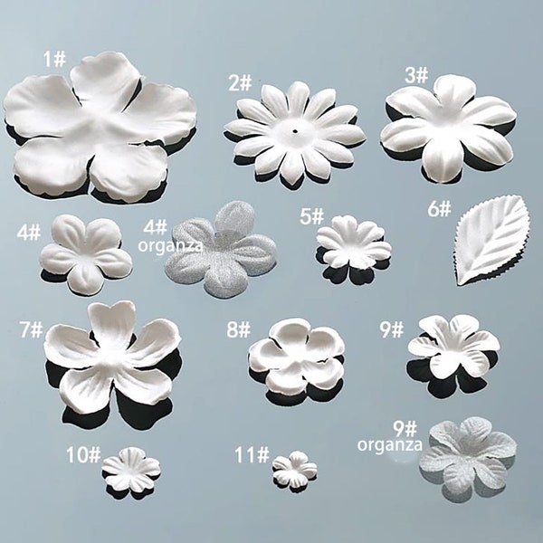 20-40 pcs，Sew on 3D flowers,  bridal satin/ Organza flower appliqués，sew on 3D petals,  3D  flowers for wedding dress，children's clothing