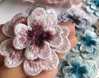 Colorful 3D Lace Flower Applique: DIY Sewing Accessory (6cm)