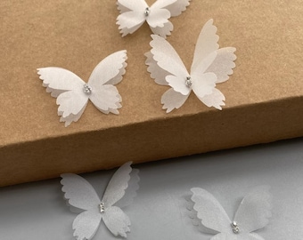 20 pcs Butterfly applique, sticky drill  Organza applique ，double butterfly, 3D organza butterflies for wedding dresses，headgear