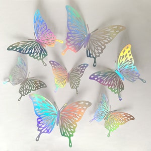 12 stuks vlinderapplicatie, 3D-vlinderstickers, kleurrijke holle vlindermuurstickers, geschikt voor thuis, bruiloft, feestdecoratie!