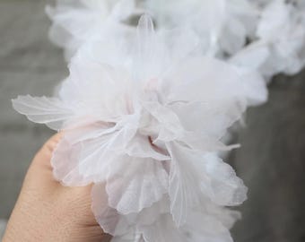 5 pieces of flower appliqués, organza appliques, lace flowers, veils, wedding , children's clothing, wedding dresses