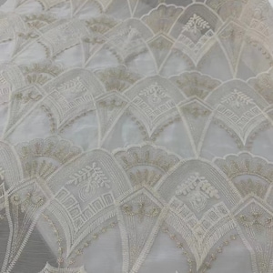 Various Gold thread floral embroidered fabric, imitation silk chiffon, thin fabric,  for wedding dresses, DIY sewing, by the yard
