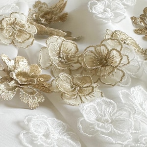 10 pieces of flower appliqués, organza appliques, lace flowers, veils, wedding shoes, children&#39;s clothing, wedding dresses