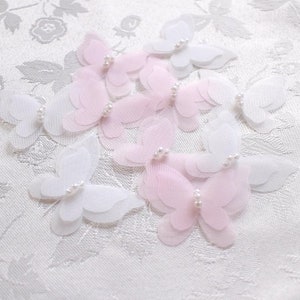 10 pcs Butterfly applique,   Organza applique ，Double layer butterfly beaded patch， beading lace flowers children&#39;s clothing wedding dresses