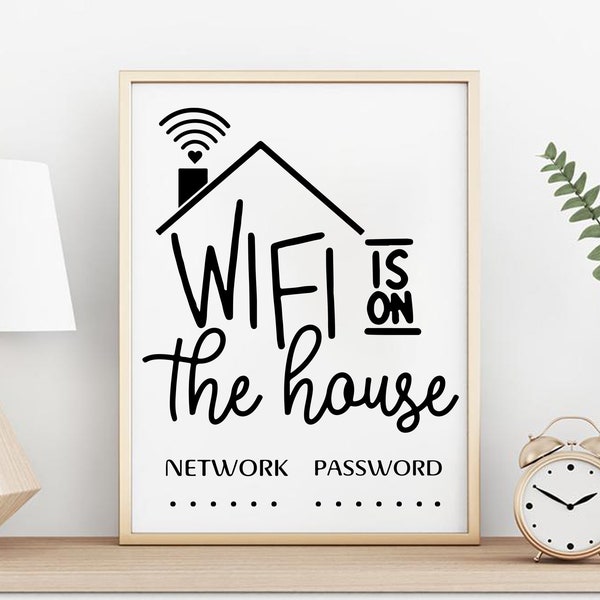 Guest room sign, Home sign svg, Editable WiFi Sign, WiFi Password, Svg Files for Cricut, Home svg, Wifi in on the house, Internet sign, Png