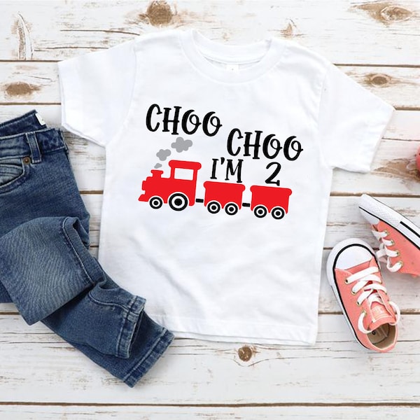 Choo Choo I'm 2 Svg, Svg Files for Cricut, 2nd Birthday Cut File, Boy Train Design, Two Year Old Saying, Transportation Party Quote, Png