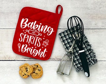 Baking Spirits Bright Svg, Christmas Pot Holder Svg, Svg Files for Cricut, Christmas Baking Svg, Christmas Bake Svg, Holiday Baking svg, Png