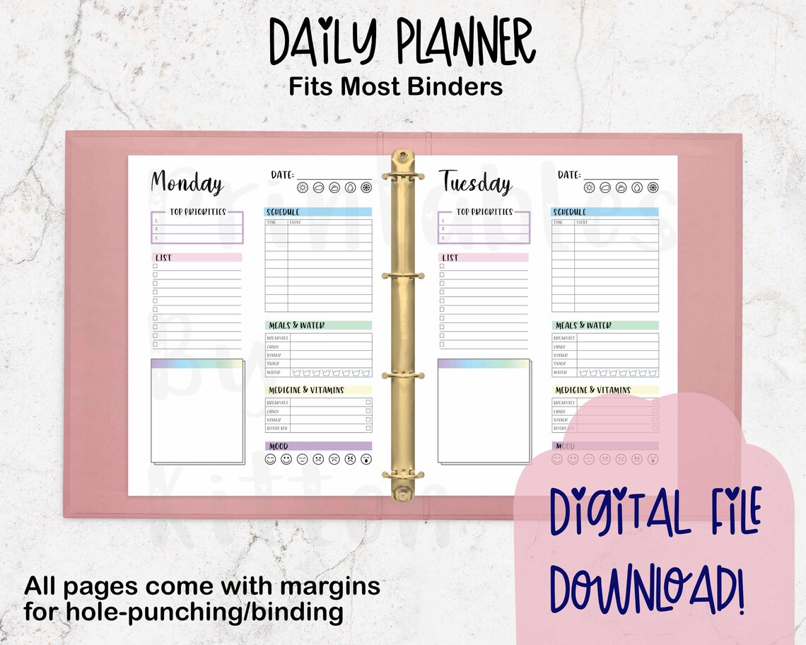 Daily Planner Printable to Do List Habit Tracker Schedule Notes PDF A4 ...