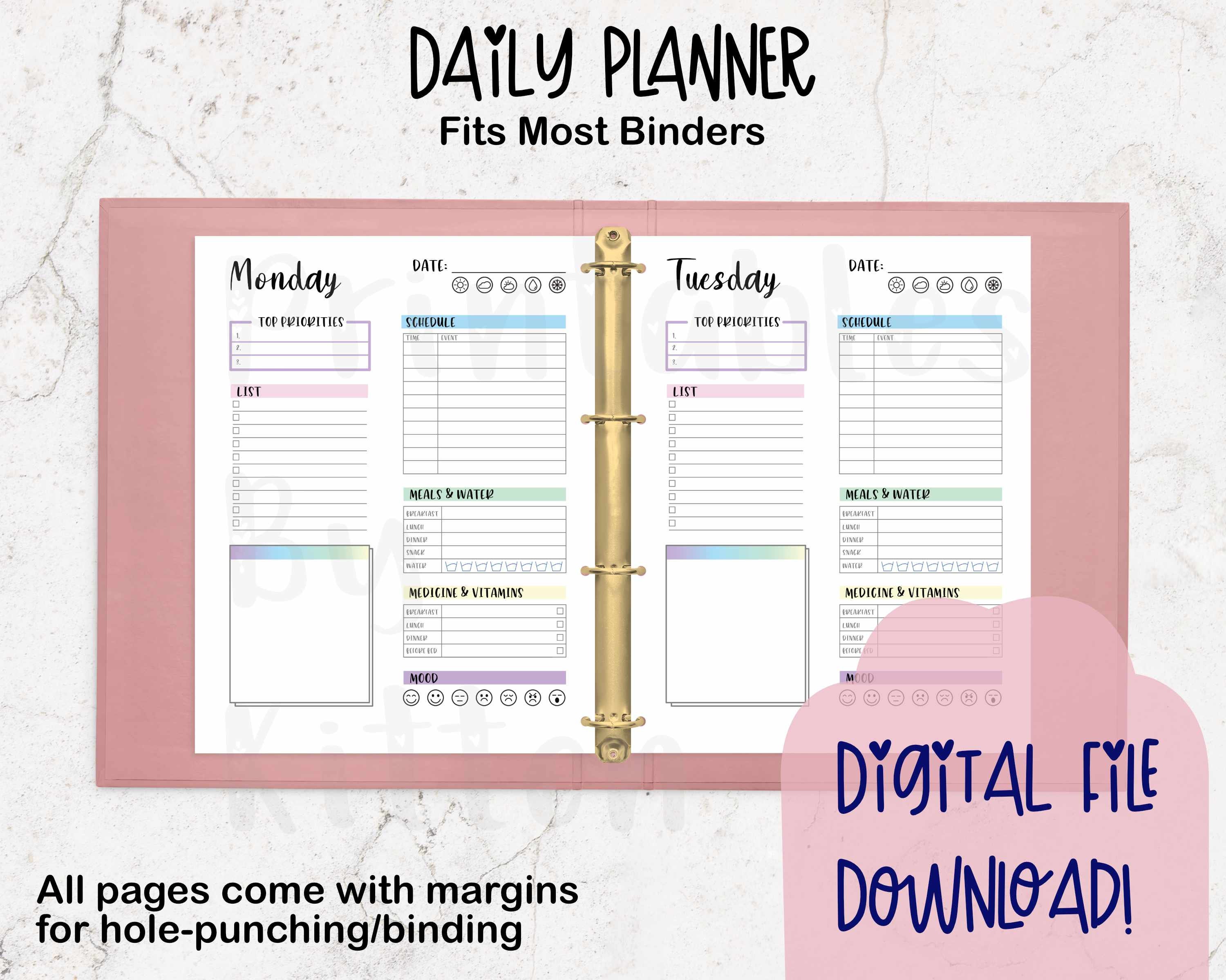 Daily Planner Printable to Do List Habit Tracker Schedule Notes PDF A4 ...