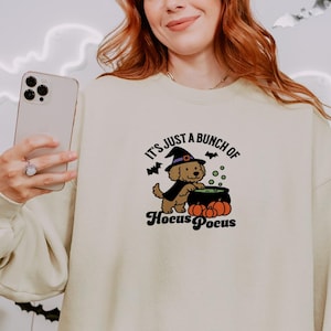Embroidered Goldendoodle Halloween Sweatshirt, Labradoodle Pumpkin Crewneck, Doodle Lover Fall Pullover, Spooky Dog Mom Gift