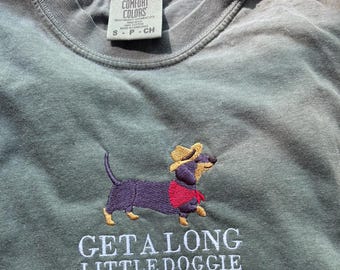 Embroidered Dachshund Shirt, Comfort Colors t-shirt, Funny Wiener Dog Shirt, Dachshund Lover Gift, Sausage Dog Shirt