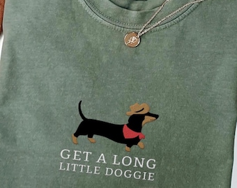 Embroidered Dachshund Shirt, Comfort Colors t-shirt, Funny Wiener Dog Shirt, Dachshund Lover Gift, Sausage Dog Shirt