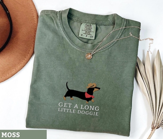 Embroidered Dachshund Shirt, Comfort Colors t-shirt, Funny Wiener Dog Shirt, Dachshund Lover Gift, Sausage Dog Shirt