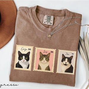 Benutzerdefinierte Haustier Porträt Stempel Shirt, Komfort Farben Shirt, personalisierte Hund Katze Shirt, Haustier-Liebhaber-Geschenk, Haustier-Memorial Sweatshirt, Erinnerung Bild 1