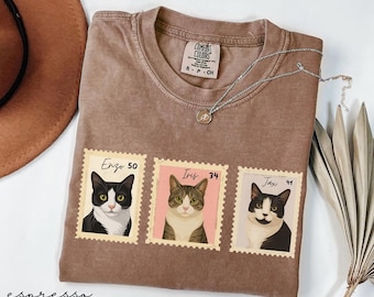 Custom Pet Portrait Stamp Shirt, Comfort Colors Shirt, Personalized Dog Cat Shirt, Pet Lover Gift, Pet Memorial Sweatshirt, Remembrance