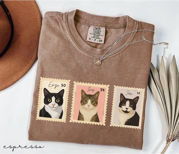 Custom Pet Portrait Stamp Shirt, Comfort Colors Shirt, Personalized Dog Cat Shirt, Pet Lover Gift, Pet Memorial Sweatshirt, Remembrance