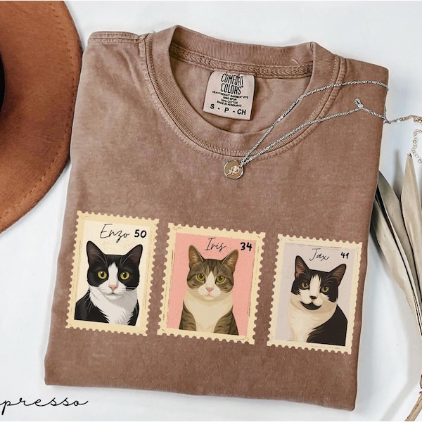 Custom Pet Portrait Stamp Shirt, Comfort Colors Shirt, Personalized Dog Cat Shirt, Pet Lover Gift, Pet Memorial Sweatshirt, Remembrance