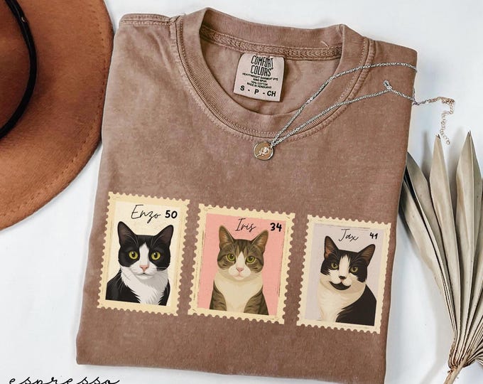 Custom Pet Portrait Stamp Shirt, Comfort Colors Shirt, Personalized Dog Cat Shirt, Pet Lover Gift, Pet Memorial Sweatshirt, Remembrance