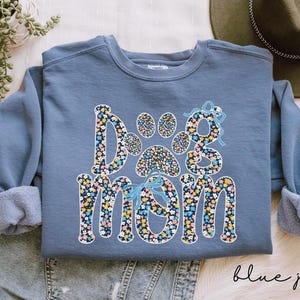 Comfort Colors Sweatshirt, Floral Dog Mom Shirt, Cute Dog Lover Gift, Dog Mom Coquette Bow T-Shirt, Dog Mama Flower Print Tshirt