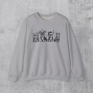 Corgi Christmas Sweatshirt, Corgi Gifts, Dog Xmas Crewneck, Vintage style Corgi Dog Mom Sweater Gift, Holiday dog lover gift, Corgi dad Sport Grey