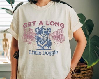 Western Corgi Comfort Colors Shirt: Funny Dog Graphic Tee