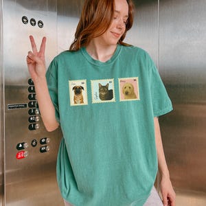 Benutzerdefinierte Haustier Porträt Stempel Shirt, Komfort Farben Shirt, personalisierte Hund Katze Shirt, Haustier-Liebhaber-Geschenk, Haustier-Memorial Sweatshirt, Erinnerung Bild 4