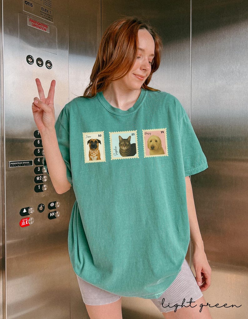 Benutzerdefinierte Haustier Porträt Stempel Shirt, Komfort Farben Shirt, personalisierte Hund Katze Shirt, Haustier-Liebhaber-Geschenk, Haustier-Memorial Sweatshirt, Erinnerung Bild 4