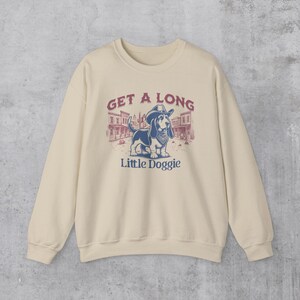 Basset hound Sweatshirt, Basset Hound Gifts, Western aesthetic Basset Hound Sweatshirt, Cowboy Dog Crewneck, Get A Long Little Doggie Sand