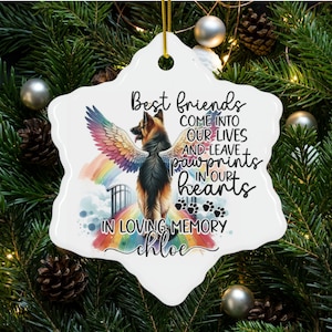 Personalized German shepherd memorial Christmas Ornament, Rainbow bridge ornament, Remembrance German shepherd ornament, Watercolor ornament