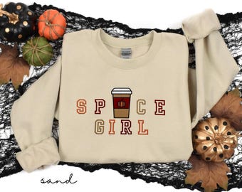 Felpa con ricamo Pumpkin Spice, girocollo autunnale Pumpkin Spice Coffee, pullover autunnale ricamato, divertente regalo per gli amanti del PSL
