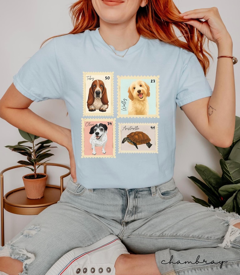 Benutzerdefinierte Haustier Porträt Stempel Shirt, Komfort Farben Shirt, personalisierte Hund Katze Shirt, Haustier-Liebhaber-Geschenk, Haustier-Memorial Sweatshirt, Erinnerung Bild 5