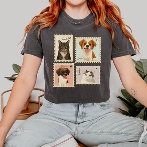 Benutzerdefinierte Haustier Porträt Stempel Shirt, Komfort Farben Shirt, personalisierte Hund Katze Shirt, Haustier-Liebhaber-Geschenk, Haustier-Memorial Sweatshirt, Erinnerung Bild 3