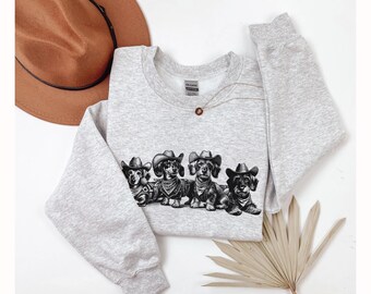Cowboy Dachshund Sweatshirt: Western Doxie Mom Crewneck